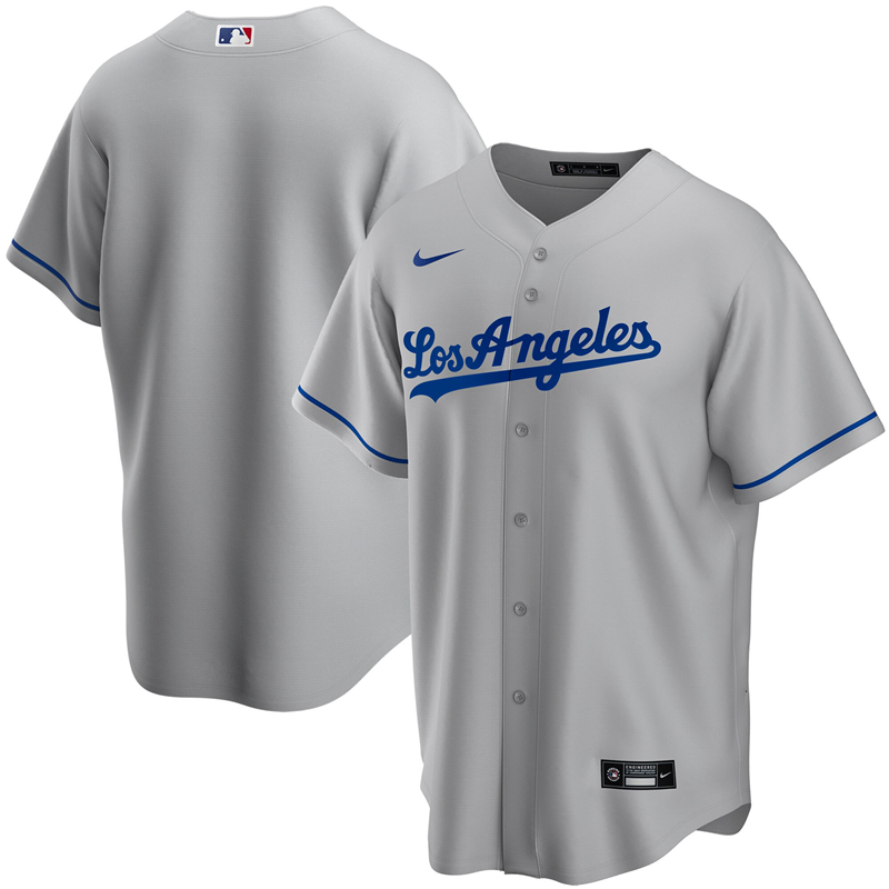 2020 MLB Youth Los Angeles Dodgers Nike Gray Road 2020 Replica Team Jersey 1->youth mlb jersey->Youth Jersey